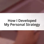 How I Developed My Personal Strategy